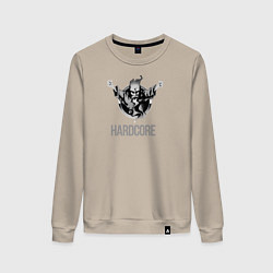 Свитшот хлопковый женский Hardcore will never die, цвет: миндальный