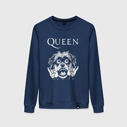 Свитшот хлопковый женский Queen rock dog, цвет: тёмно-синий