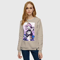 Свитшот хлопковый женский Песнь ночных сов Надзуна, цвет: миндальный — фото 2