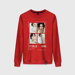 Свитшот хлопковый женский Hyunjin stray kids cute, цвет: красный
