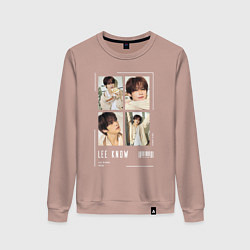 Свитшот хлопковый женский Lee know stray kids cute, цвет: пыльно-розовый