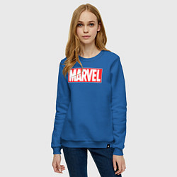 Свитшот хлопковый женский Marvel logo, цвет: синий — фото 2