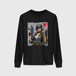 Женский свитшот Cool military girl - graffiti
