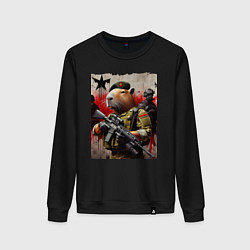 Свитшот хлопковый женский Крутой капибара - спецназ, цвет: черный