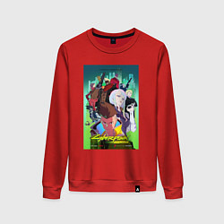 Свитшот хлопковый женский Киберпанк все, цвет: красный