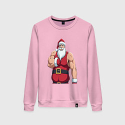 Свитшот хлопковый женский Качок дед мороз, цвет: светло-розовый