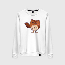 Свитшот хлопковый женский Привет от совы, цвет: белый
