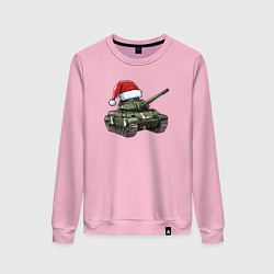 Свитшот хлопковый женский Новогодний танк, цвет: светло-розовый