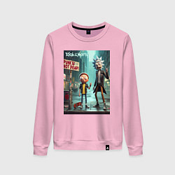 Свитшот хлопковый женский Рик и Морти - панк жив, цвет: светло-розовый