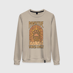 Свитшот хлопковый женский Pawsitive vibes, цвет: миндальный