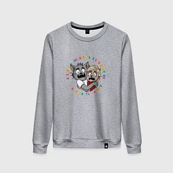 Свитшот хлопковый женский Давайте сохранять панику, цвет: меланж