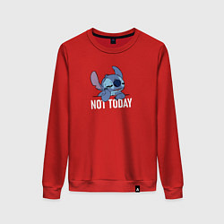 Свитшот хлопковый женский Not today Stitch, цвет: красный