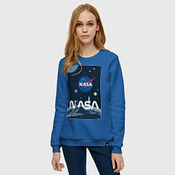 Свитшот хлопковый женский NASA в космосе, цвет: синий — фото 2