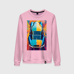 Свитшот хлопковый женский Яркий ретро автомобиль, цвет: светло-розовый