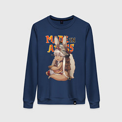 Свитшот хлопковый женский Созданный в бездне - Наначи, цвет: тёмно-синий