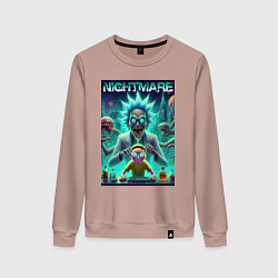 Свитшот хлопковый женский Morty Smiths nightmare - neon glow, цвет: пыльно-розовый