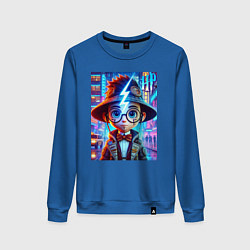 Свитшот хлопковый женский Гарри Поттер юниор - неоновое свечение, цвет: синий