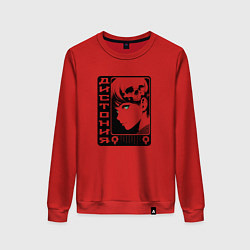 Свитшот хлопковый женский Девушка с черепом на голове, цвет: красный