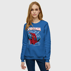 Свитшот хлопковый женский Человек паук, цвет: синий — фото 2