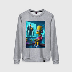 Свитшот хлопковый женский Bart Simpson is an avid gamer, цвет: меланж