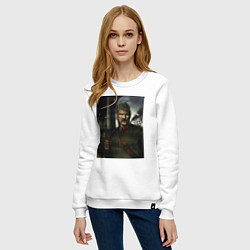 Свитшот хлопковый женский Советский солдат, цвет: белый — фото 2