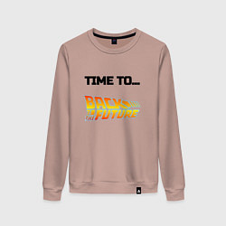 Свитшот хлопковый женский Time to back to the future, цвет: пыльно-розовый