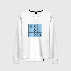 Свитшот хлопковый женский Игра крестики-нолики, цвет: белый