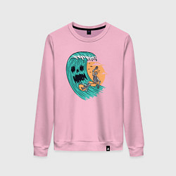 Свитшот хлопковый женский Skeletor surfer, цвет: светло-розовый