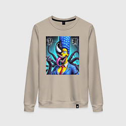 Свитшот хлопковый женский Веном вселился в Мардж Симпсон - прикол, цвет: миндальный