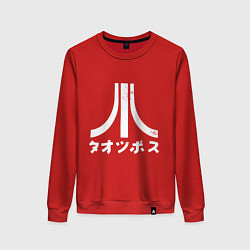 Свитшот хлопковый женский Атари японский и английский логотипы, цвет: красный