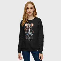 Свитшот хлопковый женский Biker mice, цвет: черный — фото 2