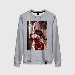 Свитшот хлопковый женский Девушка в коридоре, цвет: меланж