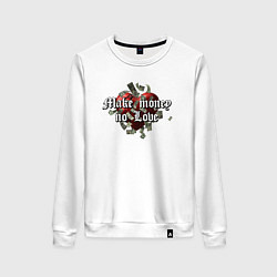 Свитшот хлопковый женский Make money no love, цвет: белый