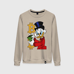 Свитшот хлопковый женский Duck tales - Scrooge bitcoin, цвет: миндальный