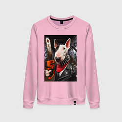 Женский свитшот Бультерьер с бензопилой - нейроарт