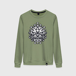 Свитшот хлопковый женский Монстр вирус, цвет: авокадо