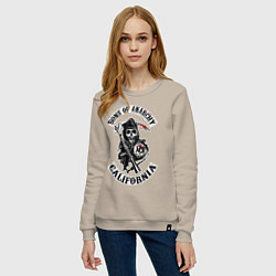 Свитшот хлопковый женский Sons of anarchy - logo, цвет: миндальный — фото 2