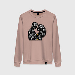 Свитшот хлопковый женский Природная космическая любовь, цвет: пыльно-розовый