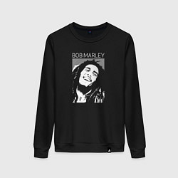 Свитшот хлопковый женский Bob Marley abstract portrait, цвет: черный