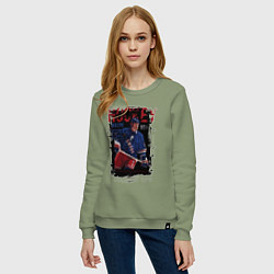Свитшот хлопковый женский Лучший хоккеист Уэйн Гретски, цвет: авокадо — фото 2