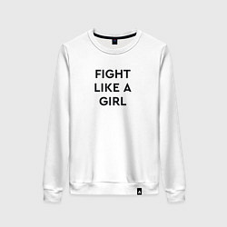 Свитшот хлопковый женский Fight like a girl, цвет: белый