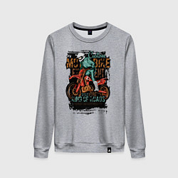 Свитшот хлопковый женский Кроссовый мотоцикл, цвет: меланж
