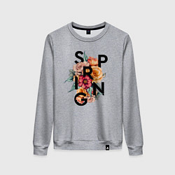 Свитшот хлопковый женский Spring flowers, цвет: меланж