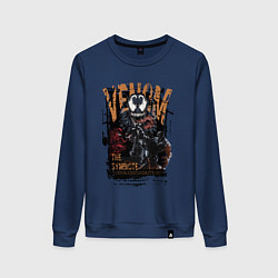 Свитшот хлопковый женский Веном черный симбиот, цвет: тёмно-синий