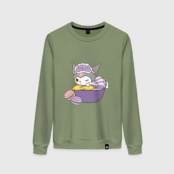 Свитшот хлопковый женский Куроми с макарунами, цвет: авокадо