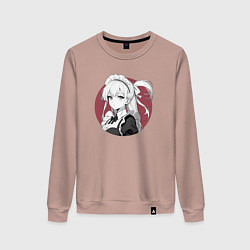 Свитшот хлопковый женский Ретро горничная служанка, цвет: пыльно-розовый