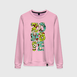 Свитшот хлопковый женский Зомби, цвет: светло-розовый