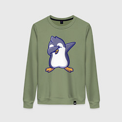 Свитшот хлопковый женский Dab penguin, цвет: авокадо