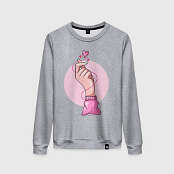 Свитшот хлопковый женский Сердечко, цвет: меланж