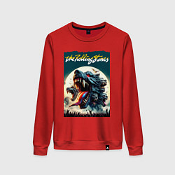 Свитшот хлопковый женский Волки Роллинг Стоунз - фантазия, цвет: красный